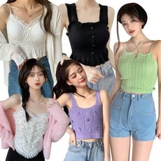 R-226언발 홀터넥 나시 / 여성 나시티 트임 니트 민소매 탑 나시
