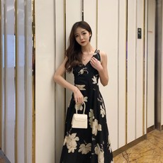 뉴욕멋쟁이 국내배송 미르엘 플라워 나시 롱원피스 민소매 꽃무늬 원피스