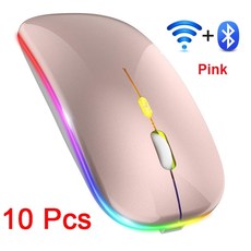오토 드래그 광축 지글러 서든 어택 스타 크래프트 캐드 배그 마우스 10pcs 무선 rgb 충전식 블루투스 컴퓨터 led 백라이트 인체 공학적 게임 노트북 pc, 10 조각 골드