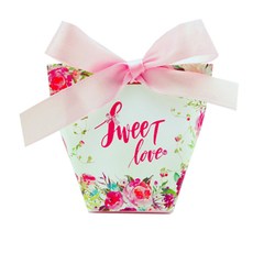 도나앤데코 미니 사다리꼴 포장상자 S + 리본, 유럽감성 핑크, 10개입