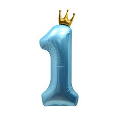 이자벨홈 생일파티 왕관 숫자 풍선 1 초대형, 블루, 1개