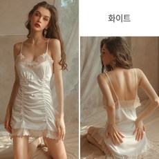 디모어 란제리 여성용 셔링 레이스 슬립 + 티팬티 세트