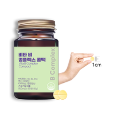 비타비콤팩(비타비콤플렉스콤팩) 최소 알 크기(1cm) 3개월분 고농축 비타민B군영양제 고함량 B12비오틴 포함 활성형, 2개, 180정(6개월분) -2500원