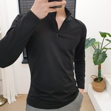 스토리원 남성 헨리넥 반집업 기모 긴팔 티셔츠 헬스복 스포츠 운동복 RKFM-TE018