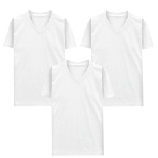 [가오간지] 4장 1세트 무지 남여 반팔 티셔츠 면 기본티 라운드 브이넥3매