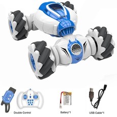 무선자동차 RC카오프로드 Roclub 4wd rc 2 4g 라디오 원격 제어 1 24 양면 rc 스턴트 360 ° 반전 차량 모델 장난감 소년, s012 블루