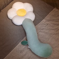 다루미 모찌 인형 말랑 벨벳 플라워 바디필로우, 화이트