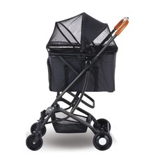 브라운 포 3 in 1 애견 유모차 카시트 + 아이소픽, 클리어 블랙