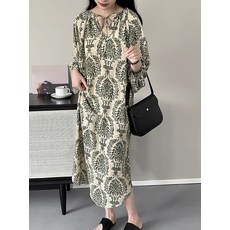 랭앤루 리린 홀복 여성 여름 인견 지지미 원피스 H라인 미디 XL