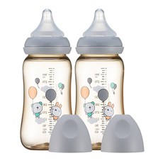 [1+1] 순수아 PPSU 젖병 트윈팩 240ml 300ml, 1+1 PPSU 젖병 300m-그레이-2개(젖꼭지-L)