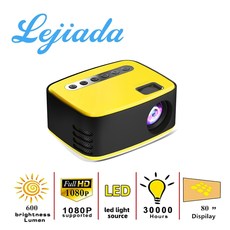 미니빔 프로젝터 스크린 lejiada new t20 mini 휴대용 1080p usb, t20 옐로우 플러스 백, 영국 플러그