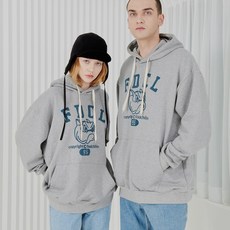 FIND CHILLIN 파인드칠린 MG5121 업셋불독 아치로고 오버핏 커플후드 멜란지그레이 - MG5121-업셋불독 Gray 421865