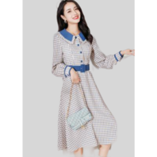 여자 봄 가을 루즈핏 에셀리아 트렌치 긴 소매 우아한 하객원피스
