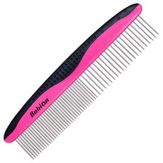 바비온 반려동물 스트레이트 듀얼 콤 브러쉬 086R, 핑크+블랙, 1개