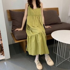 여자 여름 민소매 주름 캉캉 나시 롱 원피스