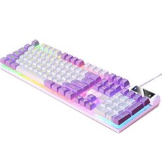 PC 컴퓨터 게임 사무실을 위한 유선 기계식 게임용 키보드 USB RGB 백라이트 LED 조명 효과, 435x130x25mm, ABS 플라스틱, 화이트 퍼플