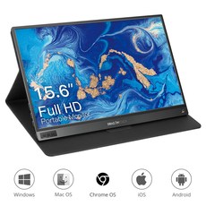 Dragon Touch 드래곤 터치 S1 휴대용 모니터 15.6인치 1080P해상도 HDMI typec게임용 모니터 핸드폰 컴퓨터 노트북 지원가능, 블랙