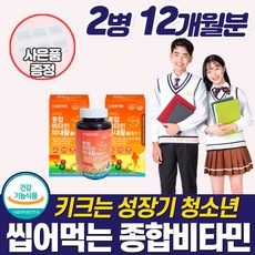고등학생 영양제 청소년 종합비타민 수험생 중학생 씹어먹는 수험생 피로회복 멀티 비타민 C B D 아연 체력 집중력 긴장완화 면역력 면연력 원어데이 추어블 츄어블 10대 주니어, 2개 12개월분