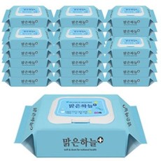 맑은하늘 플러스 도톰한 아기 청소용 물티슈 캡형 80매 30팩