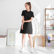 캐럿 여성용 심플 반팔 저지 원피스