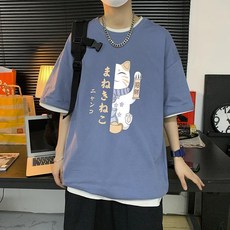 남자 반팔 티셔츠 여름 루즈 핏 박스 셔츠 여름 캐주얼