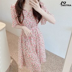 MOTRIA몬테리아 플라워원피스 여름 쉬폰원피스 반팔원피스