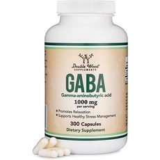 GABA 보충제300캡슐 1회 제공량당 1000mg Double Wood Supplements로 진정 이완 및 수면 촉진미국에서 제조 비건 안전 글루텐 프리 비 GMO