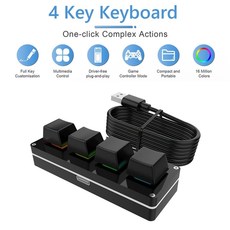 매크로 키보드 한손 키패드 블루투스 무선usb 12 키 2 노브 기계식 게임 단축키 키, USB 4 키