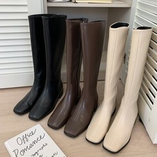 [당일출고/NEW] 로만 스퀘어 일자핏 지퍼 롱부츠 3cm
