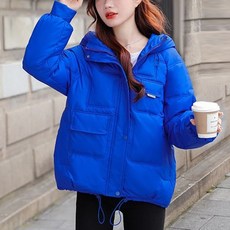 트렌디 여성 슬림핏 크롭 숏 패딩 새로운 다운 재킷 두꺼운 패션 후드 흰색 오리 빵 재킷 아래로
