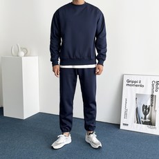 데일트 남자 겨울 기모 오버핏 맨투맨 조거팬츠 트레이닝복 세트