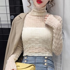 밍키비 100110B 물결레이스 여성 이너 티셔츠
