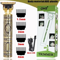 바리깡 이발기 미용실바리깡 빈티지 t9 0mm usb 전기 무선 헤어 커팅 머신 충전식 헤어 클리퍼 남자 수염 트리머 이발사 전문, 플라스틱 부처