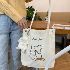 코듀로이 쿠키베어 캐주얼 에코백