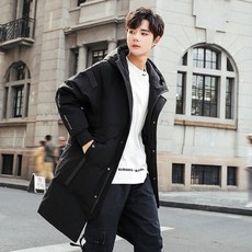 구스다운 덕다운 초경량 퍼프롱점퍼 남성 다운 재킷 따뜻한 후드 유행 코트 남성 후드