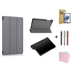 갤럭시탭A7 라이트 Lite 8.7 SM-T220 SM-T225 북커버 케이스+9H강화유리필름, 그레이+9H강화유리필름