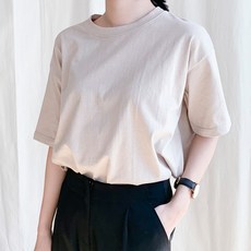 아모르데이 여성용 데일리 핏 라운드넥 기본 반팔 티셔츠