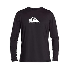 Quiksilver 남성용 솔리트 스트리크 서프 래쉬가드 긴팔 셔츠 블랙 L US Upf 50 자외선 보호