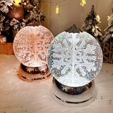 고급 눈꽃 볼 회전 트리 LED 크리스마스 오르골 워터볼 무드등 스노우볼 감성소품 트리장식, 눈꽃볼, 화이트