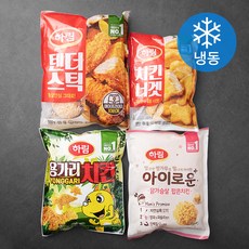 하림 베스트셀러 텐더스틱 550g + 치킨너겟 300g + 아이로운 닭가슴살 팝콘치킨 300g + 용가리치킨 300g 세트 (냉동), 1세트