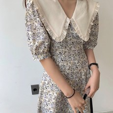 [랜덤플레이] 빅 카라 슬림핏 롱 플라워 원피스