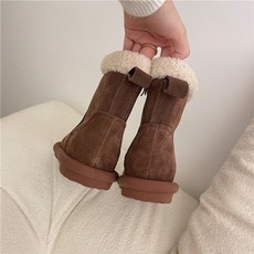 어그울트라미니 숏 유지지 새로운 면 라운드 토 플랫 부츠 램 울 앵클 부츠 따뜻한 밑창