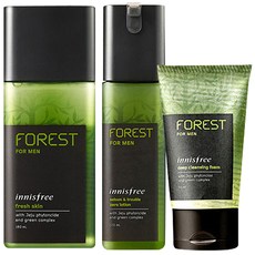 이니스프리 포레스트 포맨 프레시 기초 남성 2종 세트, 스킨 180ml + 로션 120ml + 클렌징 폼 50ml, 1세트