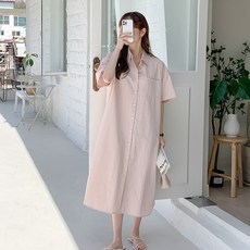 로란시 박시 롱 반팔 셔츠 원피스 OPS7533K24
