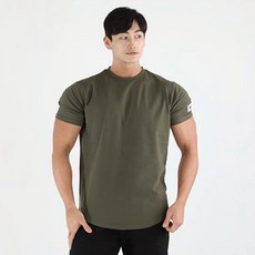 허그본 남성용 데일리 머슬핏 빅로고 반팔 티셔츠 태극라인