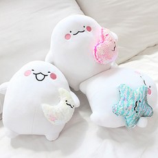 인기 이모티콘 익명이 스팽글 모찌 봉제인형, 핑크 하트
