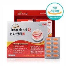 캐나다 인사덴티 큐 칼슘제 탄산 칼슘 치아 칼슘 영양제 프로폴리스 추출물 정제 알약 비타민C 치아 잇몸 뼈 건강 영양제 캐나다산 약국, 4달분