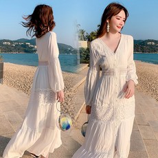 Ogfaour 여성 자수 레이스 원피스 O32410
