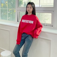 제니 여아용 오버핏 로테이션 기모 맨투맨