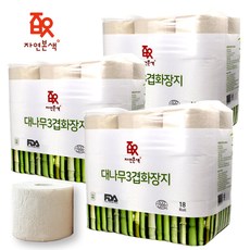자연본색 먼지 없는 친환경 대나무 3겹 롤화장지[3팩세트], 3개, 18개입